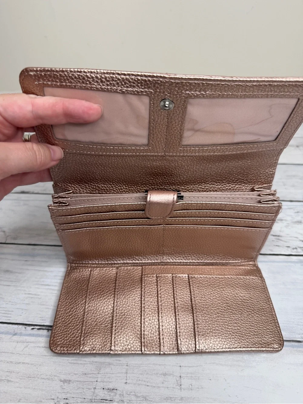 GB Metallic Rose Gold Fold-Over Wallet